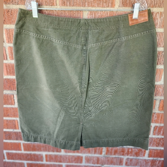 Lauren Ralph Lauren Olive Green Button Down Front Skirt Size 16W Vintage - Picture 7 of 11